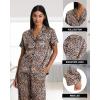 imagebebe Womens Silky Satin Bridesmaid Pajama Set  Button Down Short Sleeve Sleepwear in Luxe PatternsWarm Taupe