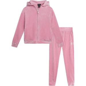 imagebebe Girls Sweatsuit Set  2 Piece Velour Zip Sweatshirt and Jogger Sweatpants  Youth Tracksuit Set for Girls 712Bleached Mauve