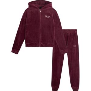 imagebebe Girls Sweatsuit Set  2 Piece Velour Zip Sweatshirt and Jogger Sweatpants  Youth Tracksuit Set for Girls 712Wineberry
