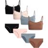 imagebebe Girls Underwear Set  Seamless Cami Training Bra and Matching Panties 8 PieceGrey Pink