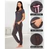 imagebebe Womens Pajama Set Short Sleeve Shirt with Lace Jogger PJ Pants Lounge Sets for WomenCharcoal