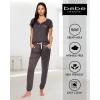 imagebebe Womens Pajama Set Short Sleeve Shirt with Lace Jogger PJ Pants Lounge Sets for WomenCharcoal