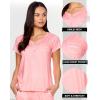 imagebebe Womens Pajama Set Short Sleeve Shirt with Lace Jogger PJ Pants Lounge Sets for WomenCoral Heather