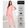 imagebebe Womens Pajama Set Short Sleeve Shirt with Lace Jogger PJ Pants Lounge Sets for WomenCoral Heather