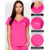 imagebebe Womens Pajama Set Short Sleeve Shirt with Lace Jogger PJ Pants Lounge Sets for WomenFuchsia