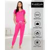 imagebebe Womens Pajama Set Short Sleeve Shirt with Lace Jogger PJ Pants Lounge Sets for WomenFuchsia
