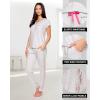 imagebebe Womens Pajama Set Short Sleeve Shirt with Lace Jogger PJ Pants Lounge Sets for WomenHeather Grey