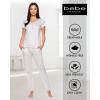 imagebebe Womens Pajama Set Short Sleeve Shirt with Lace Jogger PJ Pants Lounge Sets for WomenHeather Grey