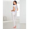 imagebebe Womens Pajama Set Short Sleeve Shirt with Lace Jogger PJ Pants Lounge Sets for WomenHeather Grey