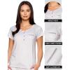imagebebe Womens Pajama Set Short Sleeve Shirt with Lace Jogger PJ Pants Lounge Sets for WomenHeather Grey