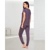 imagebebe Womens Pajama Set Short Sleeve Shirt with Lace Jogger PJ Pants Lounge Sets for WomenMidnight Lavender
