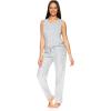 imagebebe Womens Pajama Sets Logo Sleeveless Top and Pajama Pants PJ Set for WomenHeather Grey