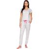 imagebebe Womens Pajama Set Short Sleeve Shirt with Lace Jogger PJ Pants Lounge Sets for WomenHeather Grey