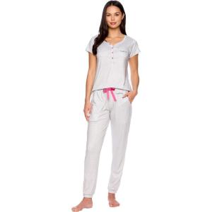 imagebebe Womens Pajama Set Short Sleeve Shirt with Lace Jogger PJ Pants Lounge Sets for WomenHeather Grey