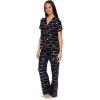 imagebebe Womens 2 Piece Notch Collar Short Sleeve Button Down Shirt and Long Pajama Pants SetBlack 4