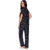 imagebebe Womens 2 Piece Notch Collar Short Sleeve Button Down Shirt and Long Pajama Pants SetBlack 4