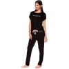imagebebe Womens Short Sleeve Shirt and Lounge Skinny Pajama Pants with Pockets Sleepwear SetBlack