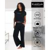 imagebebe Womens Short Sleeve Shirt and Lounge Skinny Pajama Pants with Pockets Sleepwear SetBlack Beauty 1