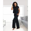 imagebebe Womens Short Sleeve Shirt and Lounge Skinny Pajama Pants with Pockets Sleepwear SetBlack Beauty 1