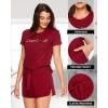 imagebebe Womens Short Sleeve Shirt and Pajama Shorts Lounge Sleepwear Set  2 Piece Woman Pajama SetRed Plum