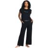imagebebe Womens Short Sleeve Shirt and Lounge Skinny Pajama Pants with Pockets Sleepwear SetBlack Beauty 1