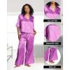 imagebebe Womens PJs Sets Jacquard Satin Bridesmaid Pajama Lounge SetWomens Sleepwear Ladies GiftsIris Orchid 1