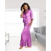 imagebebe Womens PJs Sets Jacquard Satin Bridesmaid Pajama Lounge SetWomens Sleepwear Ladies GiftsIris Orchid 1