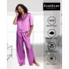 imagebebe Womens PJs Sets Jacquard Satin Bridesmaid Pajama Lounge SetWomens Sleepwear Ladies GiftsIris Orchid 1