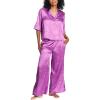 imagebebe Womens PJs Sets Jacquard Satin Bridesmaid Pajama Lounge SetWomens Sleepwear Ladies GiftsIris Orchid 1