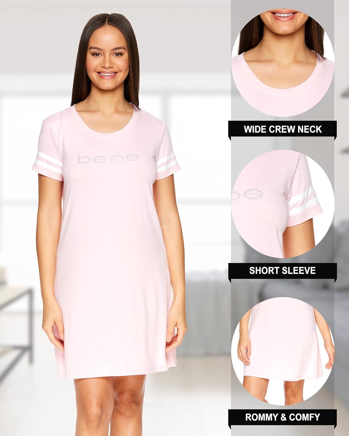 imagebebe Womens Nightgowns ampamp Sleepshirts Womens Sleepwear Short Sleeve NightshirtLight Pink