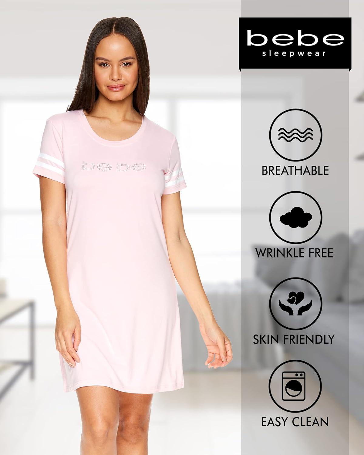 imagebebe Womens Nightgowns ampamp Sleepshirts Womens Sleepwear Short Sleeve NightshirtLight Pink