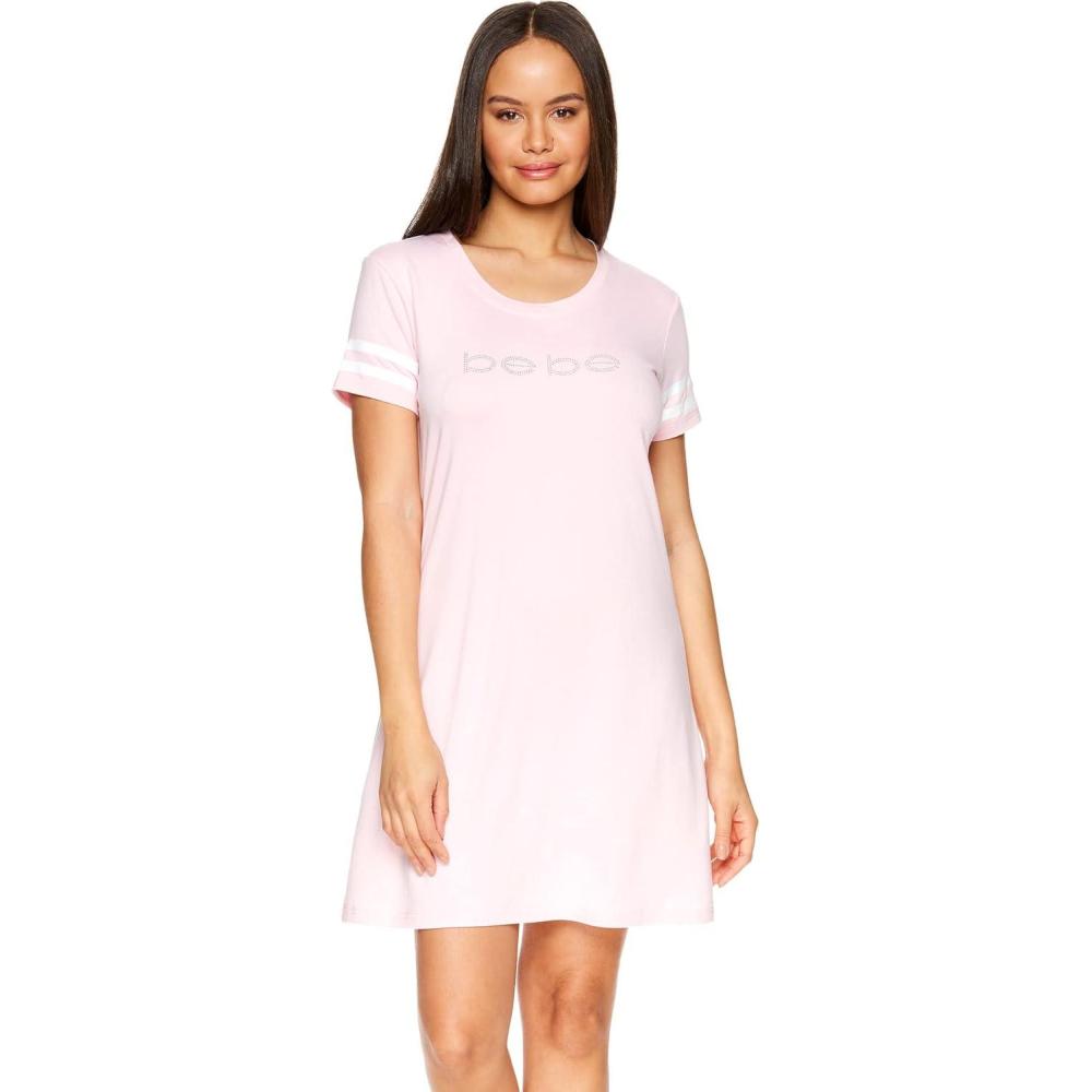 imagebebe Womens Nightgowns ampamp Sleepshirts Womens Sleepwear Short Sleeve NightshirtLight Pink
