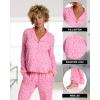 imagebebe Button Down Pajamas for Women Long Sleeve Button Up Pajamas with Pants Ladies Sleepwear PJ SetAurora Pink