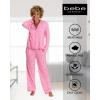 imagebebe Button Down Pajamas for Women Long Sleeve Button Up Pajamas with Pants Ladies Sleepwear PJ SetAurora Pink