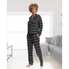 imagebebe Button Down Pajamas for Women Long Sleeve Button Up Pajamas with Pants Ladies Sleepwear PJ SetBlack Beauty