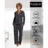 imagebebe Button Down Pajamas for Women Long Sleeve Button Up Pajamas with Pants Ladies Sleepwear PJ SetBlack Beauty