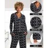 imagebebe Button Down Pajamas for Women Long Sleeve Button Up Pajamas with Pants Ladies Sleepwear PJ SetBlack Beauty