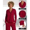 imagebebe Button Down Pajamas for Women Long Sleeve Button Up Pajamas with Pants Ladies Sleepwear PJ SetCrimson