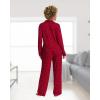 imagebebe Button Down Pajamas for Women Long Sleeve Button Up Pajamas with Pants Ladies Sleepwear PJ SetCrimson