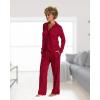 imagebebe Button Down Pajamas for Women Long Sleeve Button Up Pajamas with Pants Ladies Sleepwear PJ SetCrimson