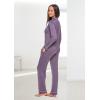 imagebebe Button Down Pajamas for Women Long Sleeve Button Up Pajamas with Pants Ladies Sleepwear PJ SetMidnight Lavender