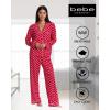 imagebebe Button Down Pajamas for Women Long Sleeve Button Up Pajamas with Pants Ladies Sleepwear PJ SetRed