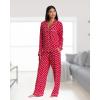 imagebebe Button Down Pajamas for Women Long Sleeve Button Up Pajamas with Pants Ladies Sleepwear PJ SetRed