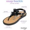 imagebebe Girls Sandals  Open Toe Summer Flat Dress Shoes Snap Buckle Sandals with Chiffon Flower Design and Cushioned SoleBlack