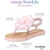 imagebebe Girls Sandals  Open Toe Summer Flat Dress Shoes Snap Buckle Sandals with Chiffon Flower Design and Cushioned SoleBlush