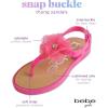 imagebebe Girls Sandals  Open Toe Summer Flat Dress Shoes Snap Buckle Sandals with Chiffon Flower Design and Cushioned SoleFuchsia