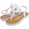 imagebebe Girls Sandals  Open Toe Summer Flat Dress Shoes Snap Buckle Sandals with Chiffon Flower Design and Cushioned SoleIvory