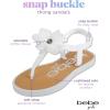 imagebebe Girls Sandals  Open Toe Summer Flat Dress Shoes Snap Buckle Sandals with Chiffon Flower Design and Cushioned SoleIvory