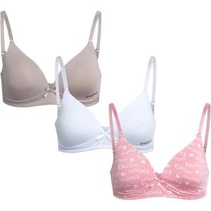 imagebebe Girls Training Bra  3 Pack Training Bras Seamless Wireless Adjustable Straps Girls Padded Bras Kids Teens 30A34AMauve Pink