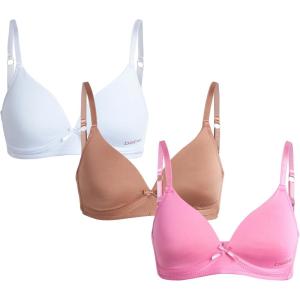 imagebebe Girls Training Bra  3 Pack Wire Free Soft Microfiber Molded Bra with Adjustable Straps A CupB CupTawny